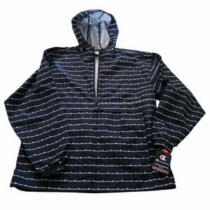 Champion Packable Jacket Men SZ Large Stadium Gear All Over Logo Navy Blue NWT
